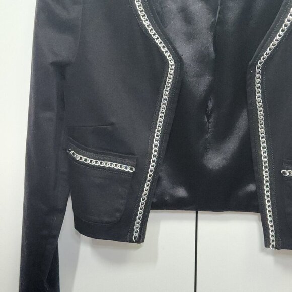 Guess Cropped Long Sleeves Jacket Women's Size XS Black - Picture 3 of 4